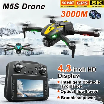 Nuovi droni M5s RC con doppia fotocamera HD professionale 4K 8K GPS Dron 5G WIFI FPV pieghevole Quadcopter motore brushless RC elicottero