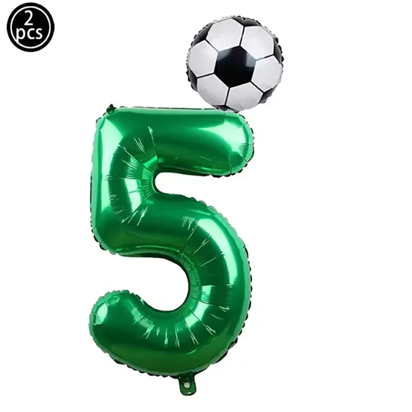 2 Stück 32 Zoll Grüne Zahlen-Folienballons 10 Zoll Fußball-Heliumballons Kinder Geburtstag Party Sport-Themen Partydekoration – Detail 8