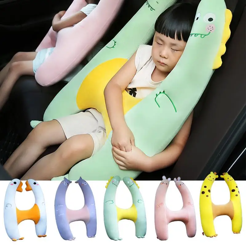 어린이 자동차 수면 베개, 조절 가능한 여행 베개, H 모양, 머리 및 목 지지대, 자동차 여행 좌석, 어린이 지지대 베개