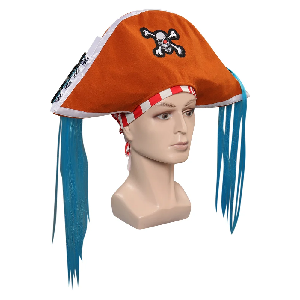 Anime One Piece Buggy Cosplay Pirate Cap Hat Scarf Headband Accessory Halloween Carnival Party Clothes