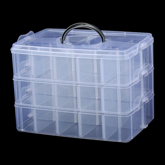 4 cajas organizadoras de plástico blanco transparente con divisores, 24  contenedores de almacenamiento de rejilla, caja de almacenamiento de joyas  con