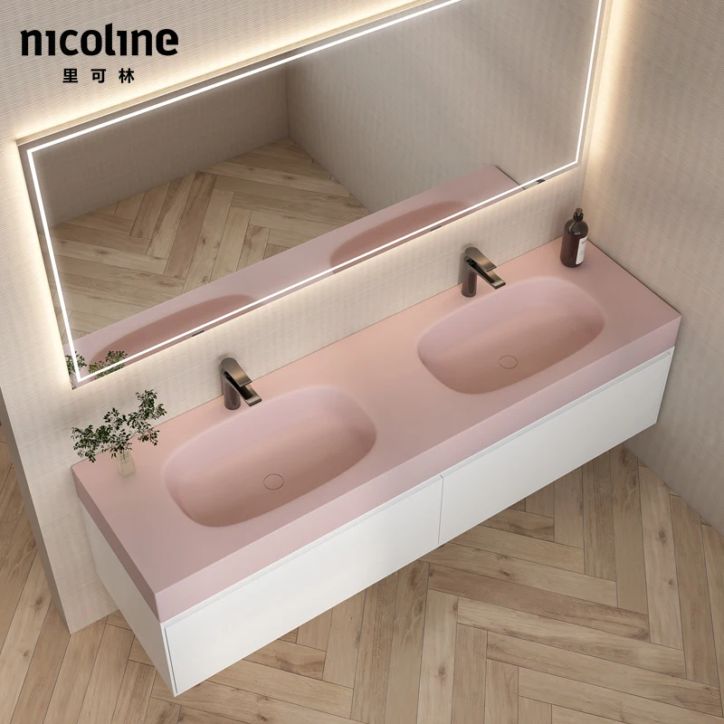 

Customized Likelin Wall-Mounted Pink Matte Wash Basin Qimei Stone Drop-in Sink Wash Basin Wash Basin Washstand Customized