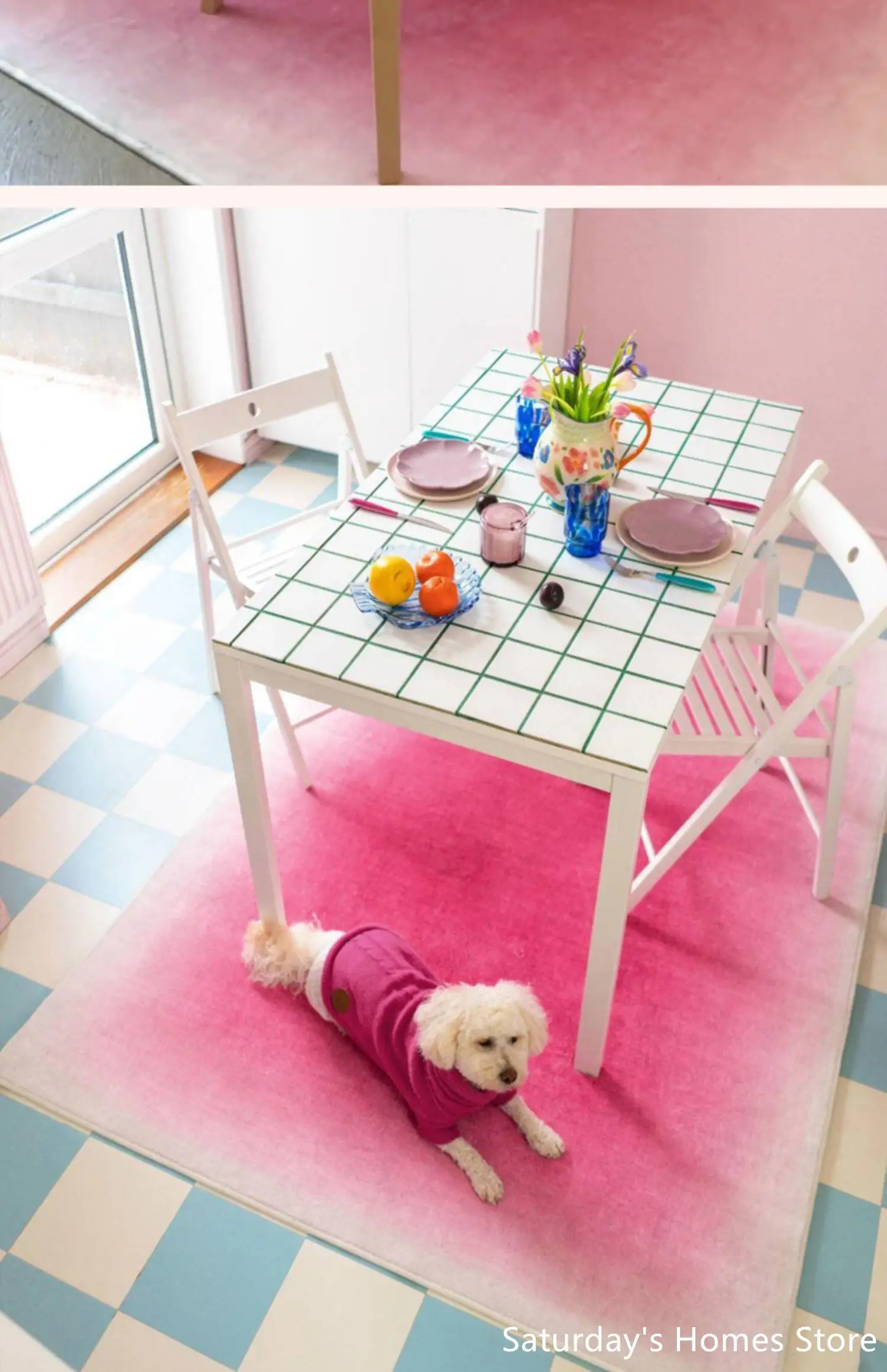 

Gradient Color Plaid Absorbent Carpet Soft Plush Cashmere Beside Rug Bathroom Floor Mat Toilet Door Rrugs
