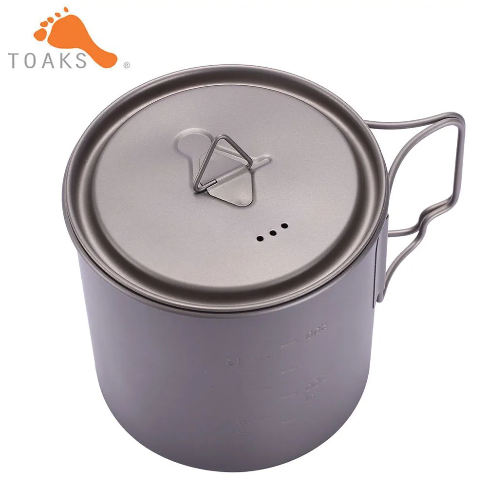 Toaks Camping Titanium Cup 650ml 750ml Ultralight Portable Picnic Cookware Titanium Pot 3