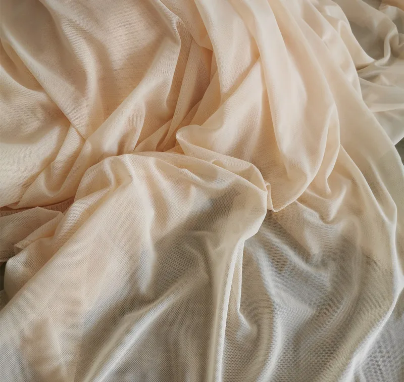 4-Way Stretch Spandex Net Fabric Mesh Dance Dress Lining Material 150CM Wide Nude, Off White, Black, Blue in Stock 2
