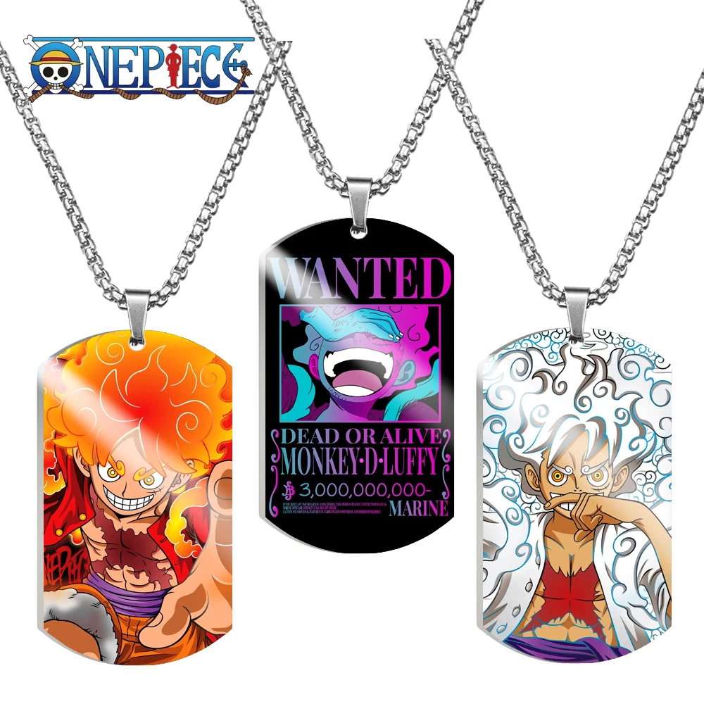 New One Piece Rufy 3 Billion Bounty Wanted Poster Collana Four Emperor Anime Action Figures Kawaii Pendant Kid Women Men Toys