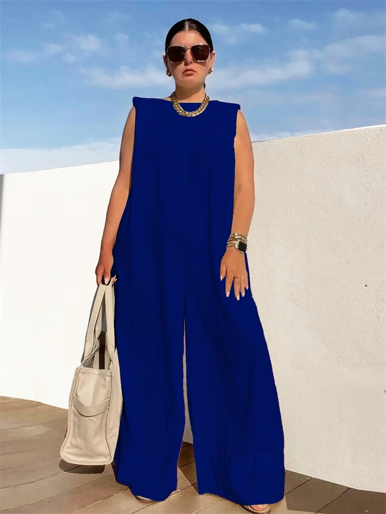 Wmster Summer Clothes Women 2024 Leisure Lady Romper Sleeveless Wide Leg Long New in Summer Clothes Wholesale Dropshipping