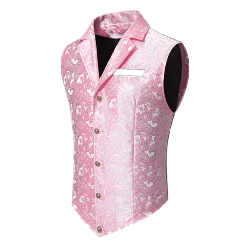 Men Jacquard Suit Vest Loose Tops Red / Green / Blue Pink Fashion Male Wedding Prom Party Luxury Dress Waistcoat cotton vest mens suit dress vests