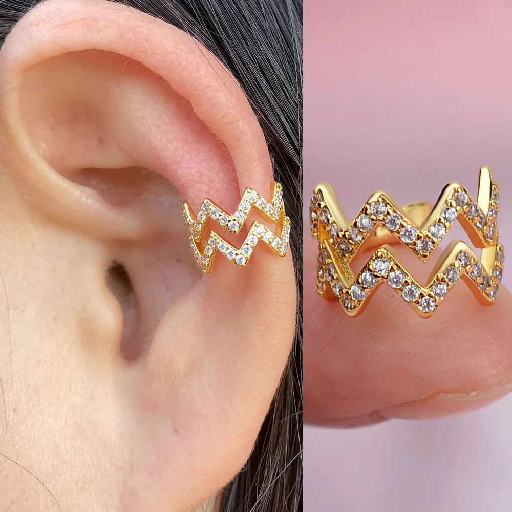 1Piece Women ear clip Climber Ear Cuff Ear Clip CZ No Pierced C Shape Geometric Small Earcuff Wrap Earcuff Clips Jewelry Gifts