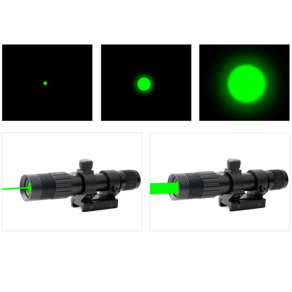 

1PC Powerful Tactical Flashlight Adjustable Green Dot Laser Illuminator Fits 20mm Track Tactical Torch Lamp Bulbs Lantern