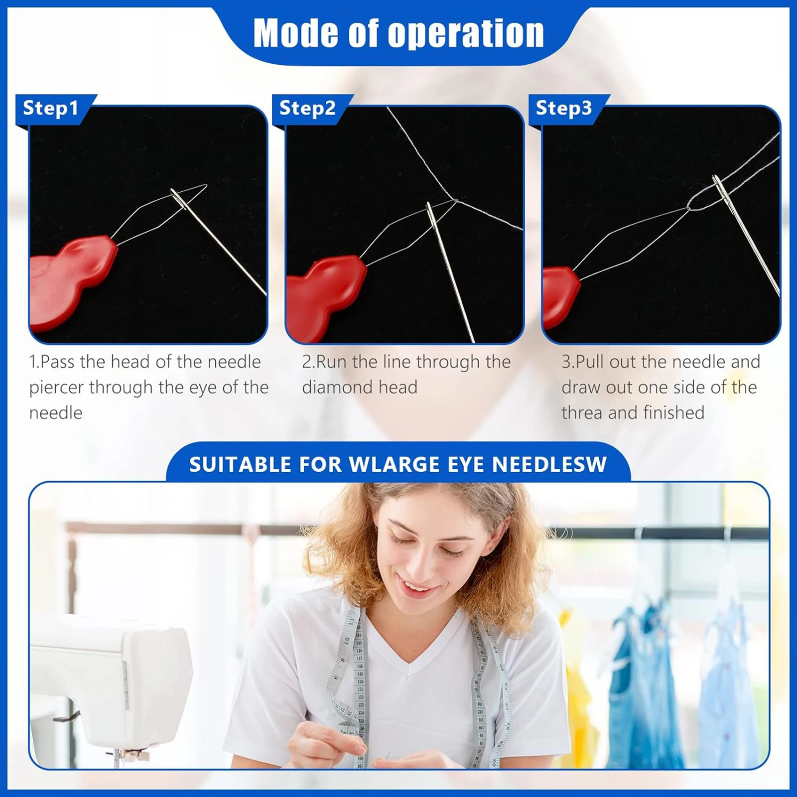 Sewing Needle Threader Multiple Needle Threaders Kit Gourd Fish Thumb Sewing Threader Seam Ripper Sewing Tweezers Thimble with Scissor Box for DIY