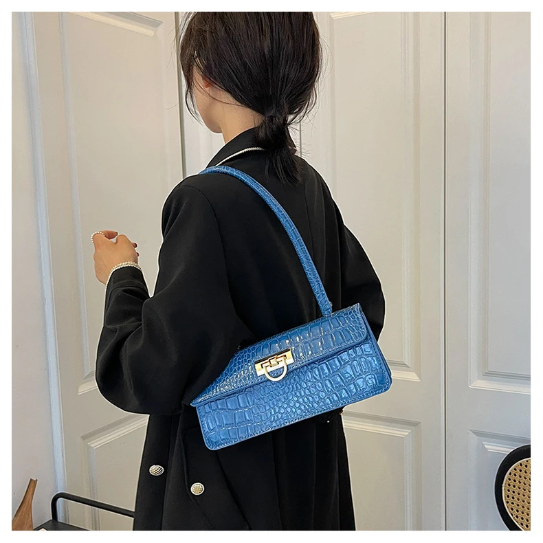 Feminino de Luxo Bolsas do Vintage Ombro Bolsa Feminina Moda Crocodilo Axilas Aba Design Marca Couro pu Senhoras Aleta Bolsas 8 crocodilo axilas aba design bolsas do vintage
