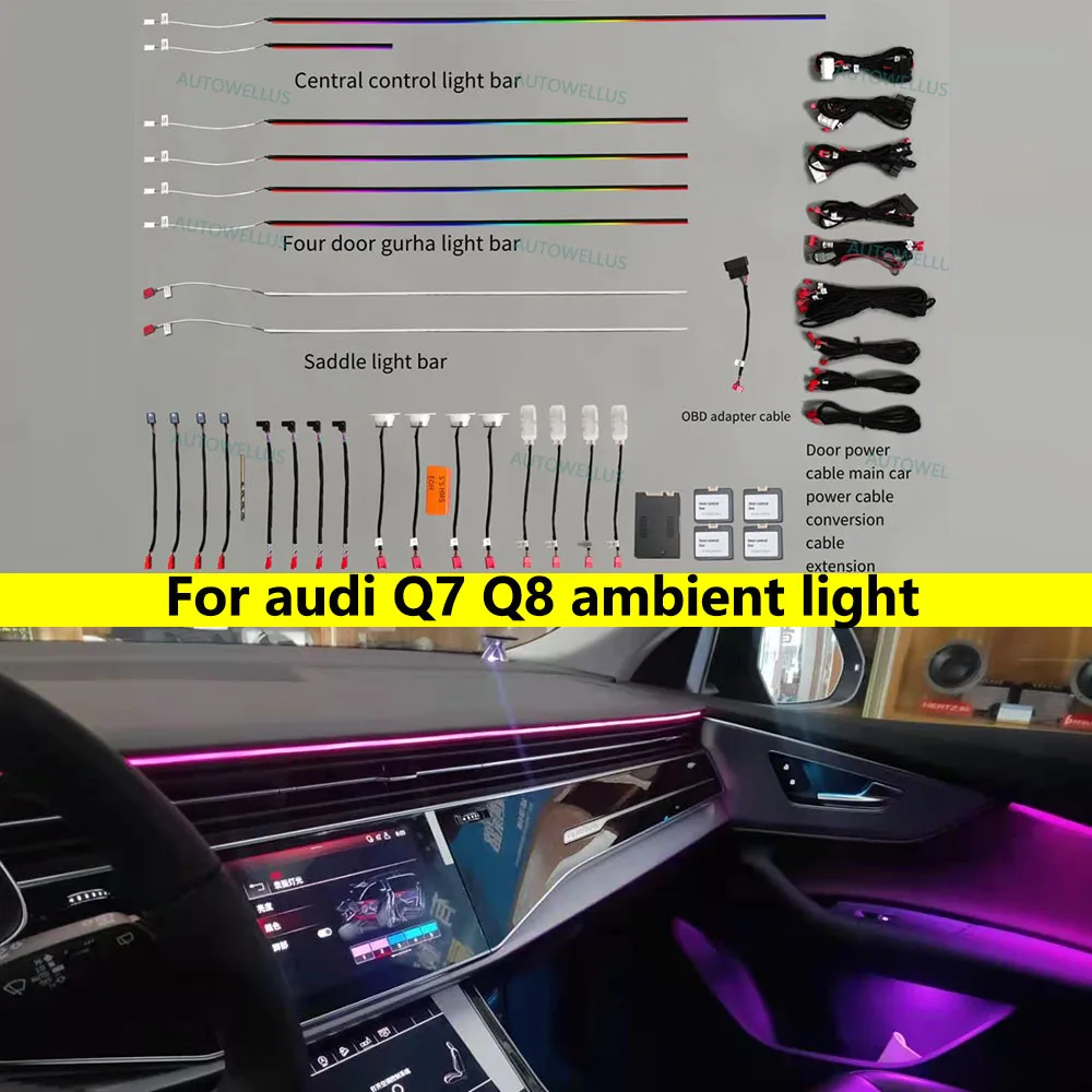 Luz Ambiental decorativa para audi Q7 4L 2011 2015 Q8 2019 2020, tiras