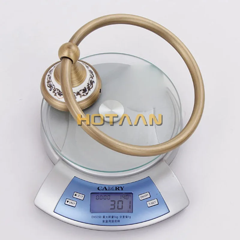 Bathroom towel holder solid brass Wall-Mounted Round antique brass Towel Ring ceramic Towel Rack YT-11591 bathroom towel ring bathroom towel holder