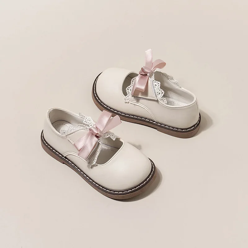 

Kids Leather Shoe Spring Autumn Sweet Lolita Girls Princess Bowtie Wedding Flats Fashion Non-slip Children Causal Dress Shoes