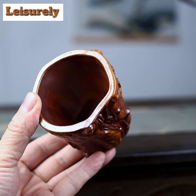 140ml Purple Clay Wood-fired Porcelain Tree Stump Teacup Japanese Tea Bowl Tea Pair Tea-tasting Fragrance Cup Chazhan Master Cup