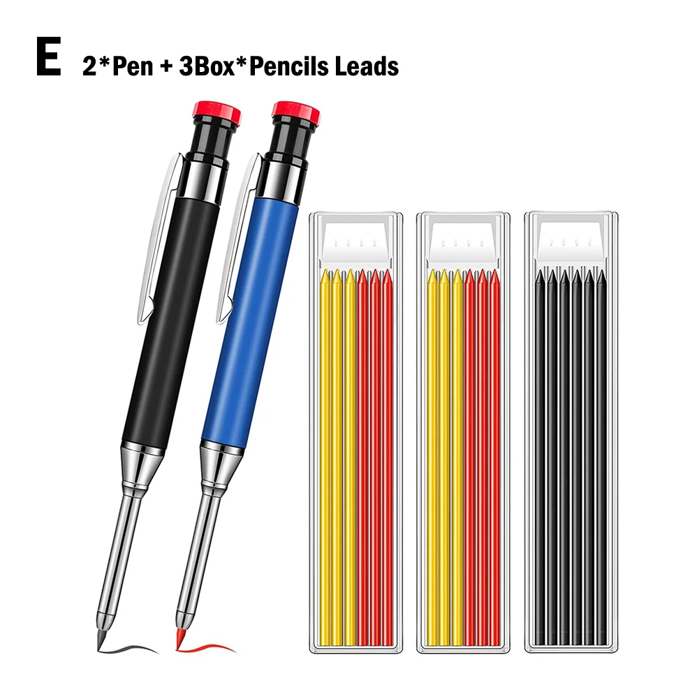

Carpenter Pencil Woodworking Mechanical Pencil Marking Tool Scriber Deep Hole Marker Pen Refill Leads Woodworking Hand Tools
