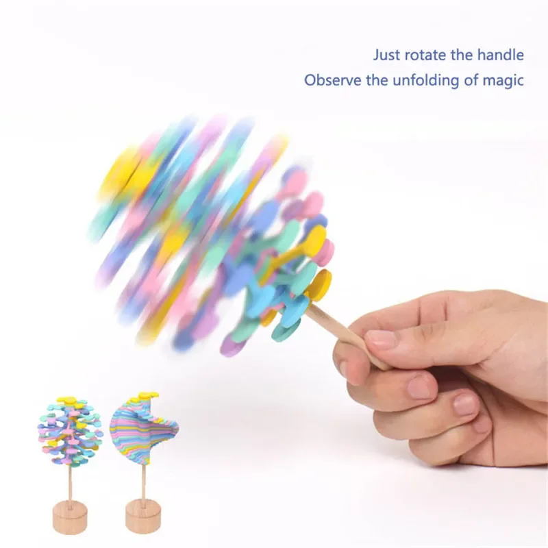 Wooden Spiral Lollipop Toys Rotating Magic Wand Spin Magic Wand Stress Relief Fidgets Toy For Adults Kids Antistress Gift