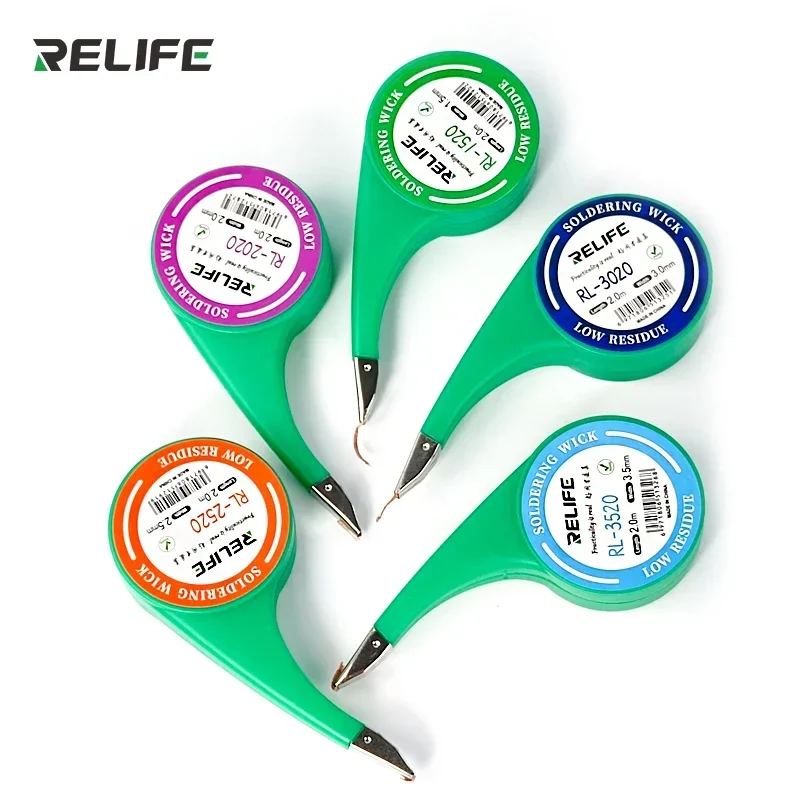 

Relife Desoldering Braid Solder Remover Wick Wire 1.5mm 2mm 2.5mm 3mm 3.5mm Width 2.0M Length BGA Soldering Repair Tool