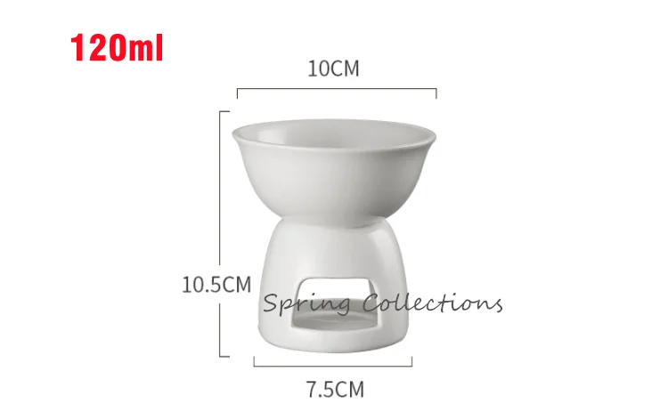 120ml White Ceramic Chocolate Hot Pot Ice Cream Bowl Chocolate Butter Insulated Pot Integrated Design