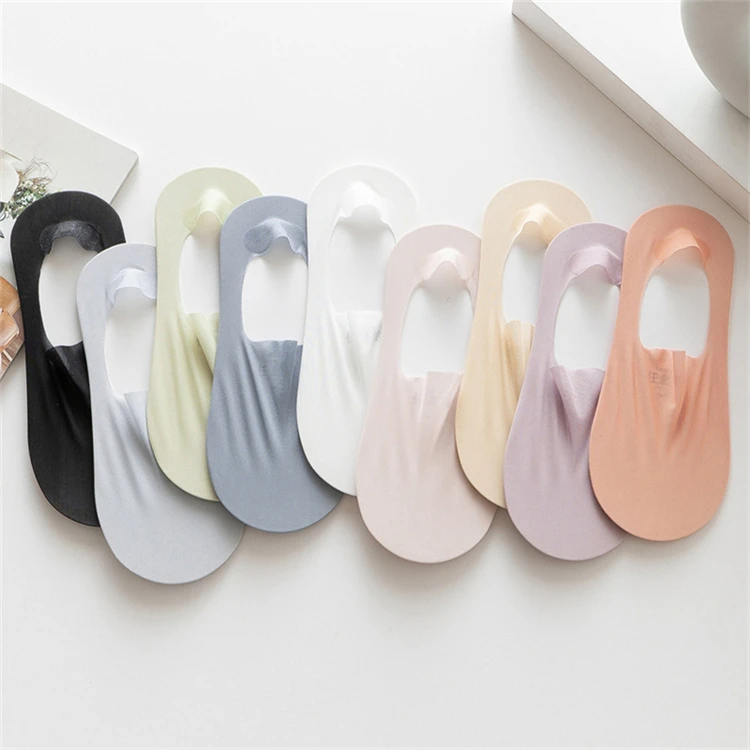 5 Paar Damen-Sockenpantoffeln, neue Eisseide, einfarbig, flache Mesh-Socken, unsichtbare, ultradünne, atmungsaktive Socken für Damen – Detail 9