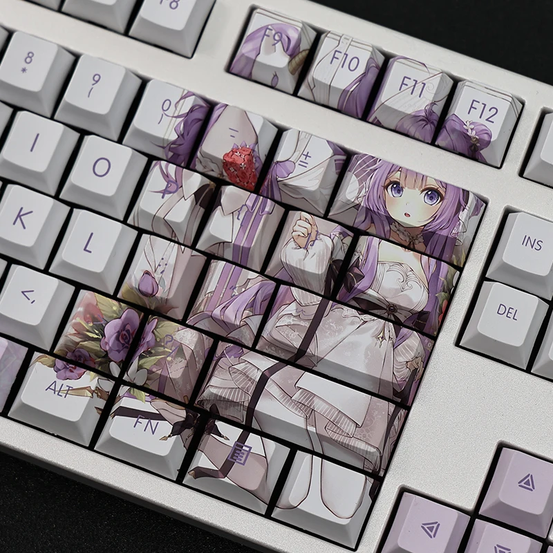 Teclas Azur Lane Hms Unicórnio Keycap Pbt Lados Tintura Subbed Keycaps dos Desenhos Animados Anime Gaming Key Caps para Ansi 61 87 104 108 Layout 108 - Imagem 2