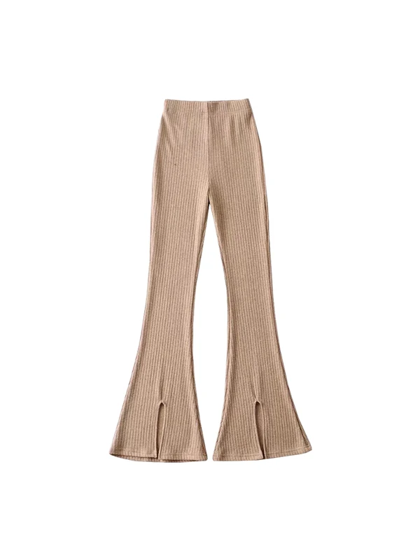 WOMENGAGA High Waist Tight Slim Fashion Women Pants Knitted Casual Pants Floor Slam Pants Flare Pants Trousers 2023 98P4