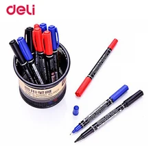 

Deli 6824 3 Colors Dual Tip Marker Pen Quick-drying Permanent Art Marker for The Eyeliner Quality Metal Fabric Round Toe Colored