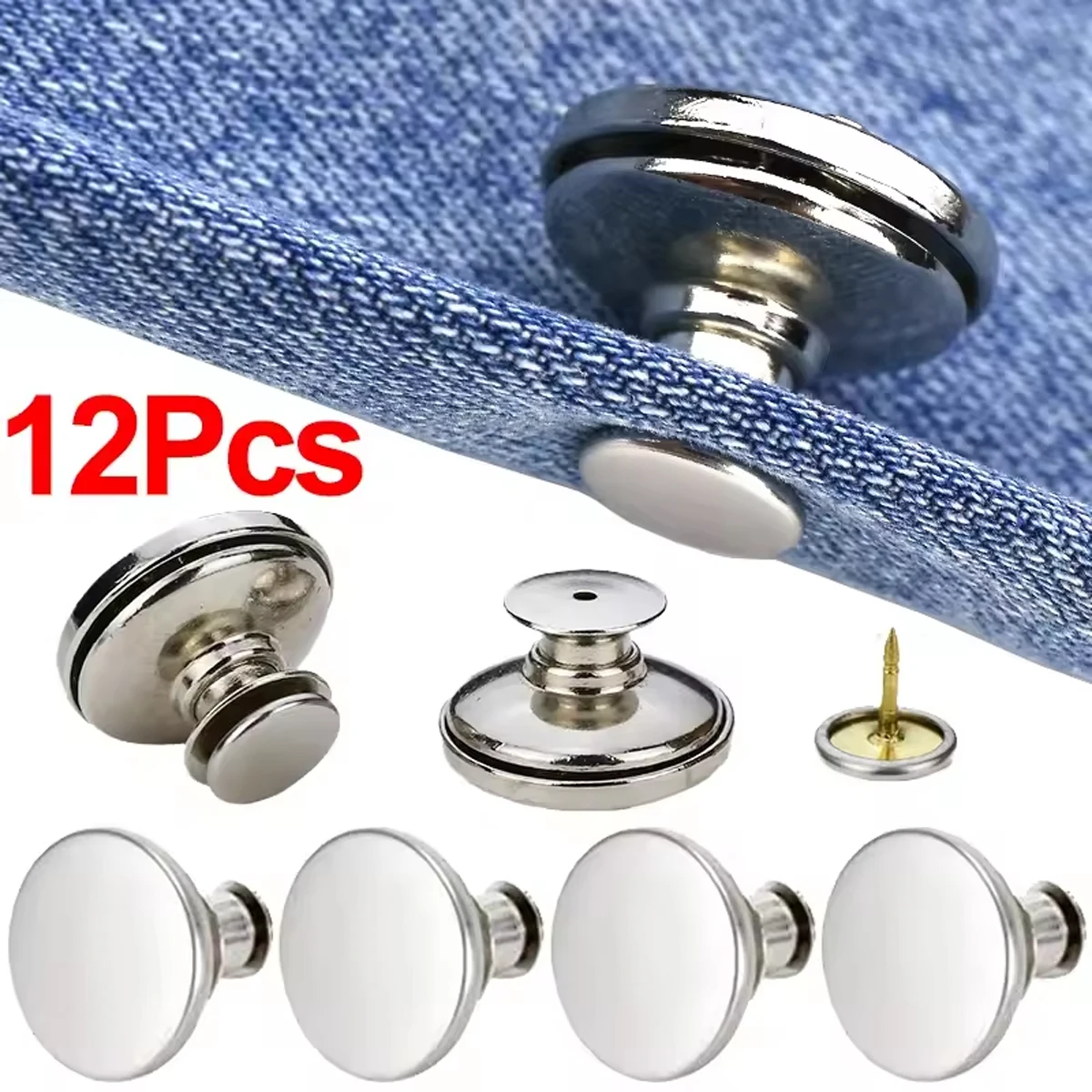 Ceryvop Button Pins Reusable Adjustable Metal Pants Tightener