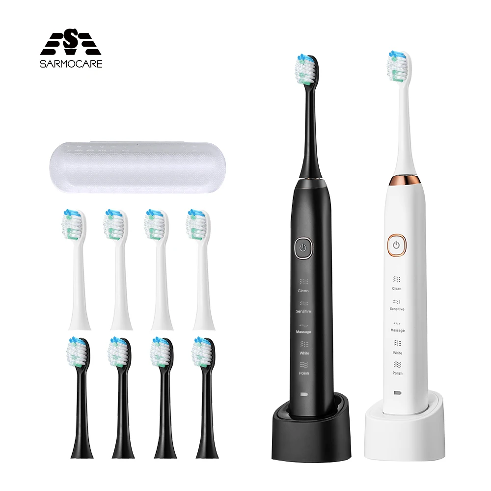 Sonic Electric Toothbrush Smart Adult Ultrasonic Tooth Brush Rechargeable Teeth Whitening 8 Toothbrushes heads Sarmocare S100 electric toothbrush