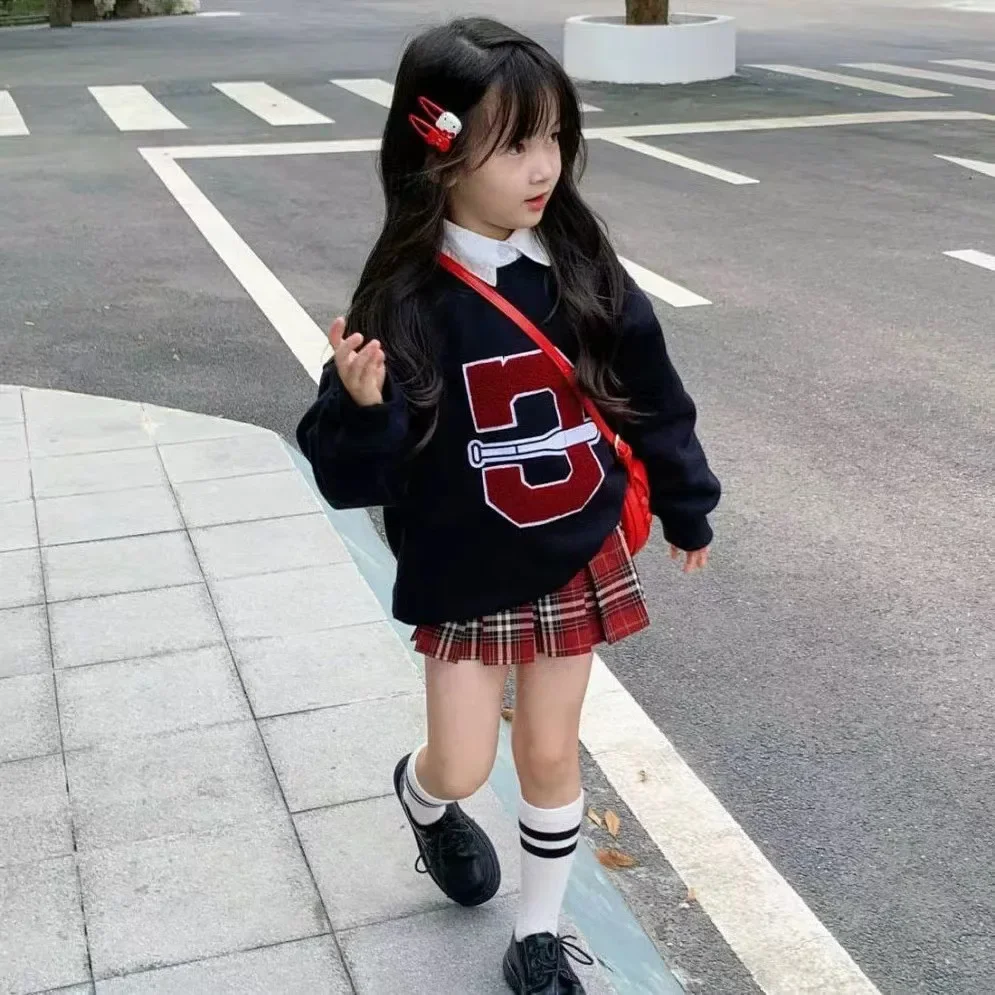 Children's Fashionable Autumn Collection Sweatshirt+Pleated Skirt 2-Piece Set For Girls 3-8 Years Old Brand: None 4