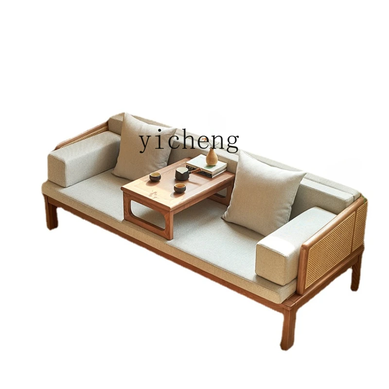 

Zws Chinese-Style Solid Wood Sofa Bed Folding Dual-Use Rattan Living Room Pull-out Sofa Small Apartment