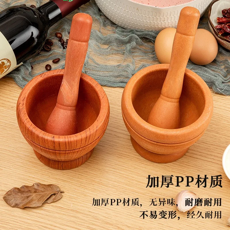 Household Grinder Pressing Garlic Mashed Mashing Pot Manual Medicine Jujube Wood Pounding Stone Mortar