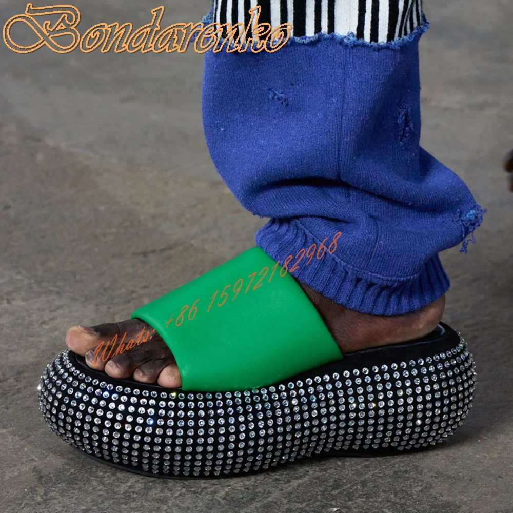 

Crystal Platform Soft Men Slipper Summer Shoes Open Toe Thick Sole Slip On Men's Casual Shoes Outdoor Wear New Style Banquet New