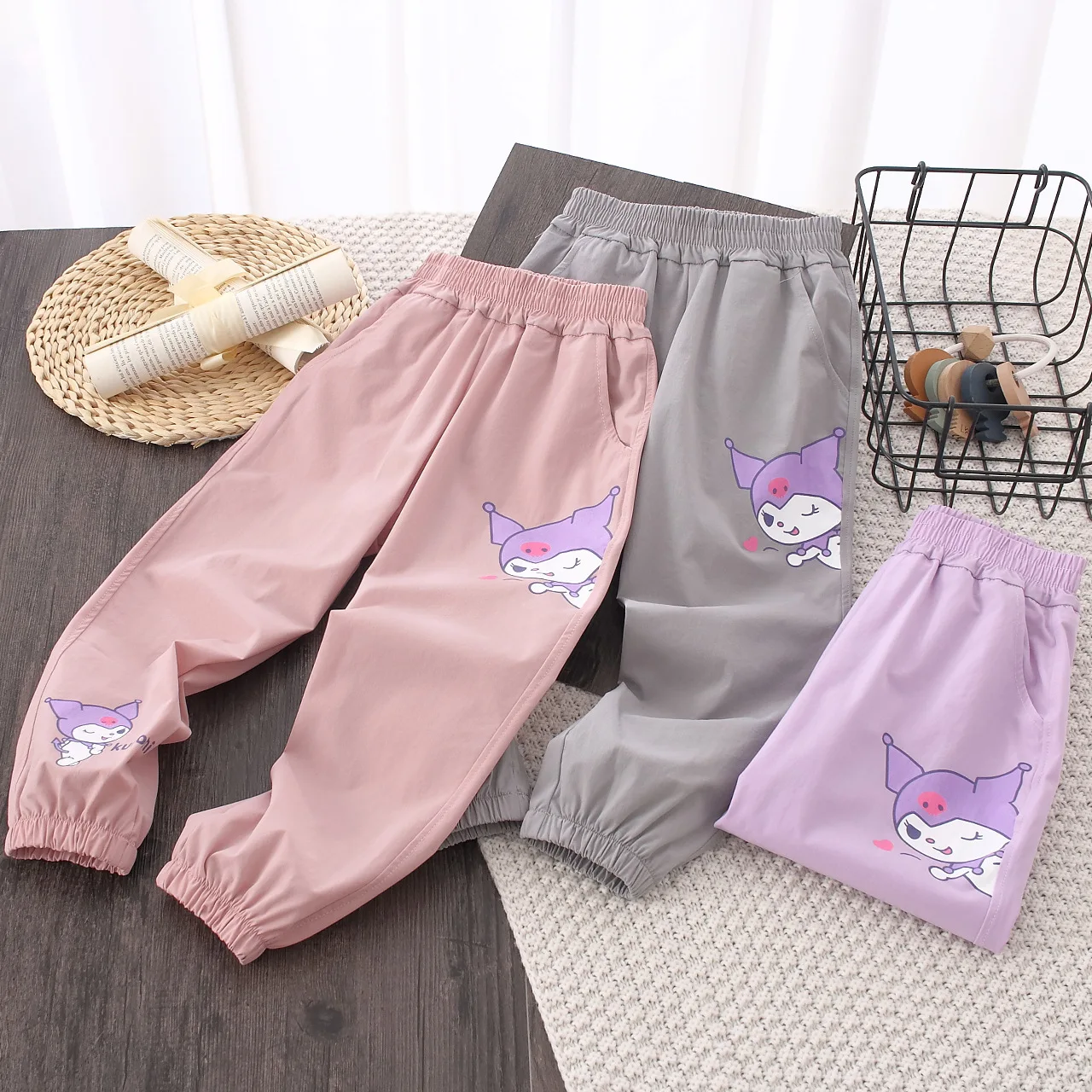 

Мультяшные детские брюки Sanrio Hello Kittys Kuromi Kawaii аниме студенческие спортивные брюки свободные повседневные брюки летние противомоскитные брюки