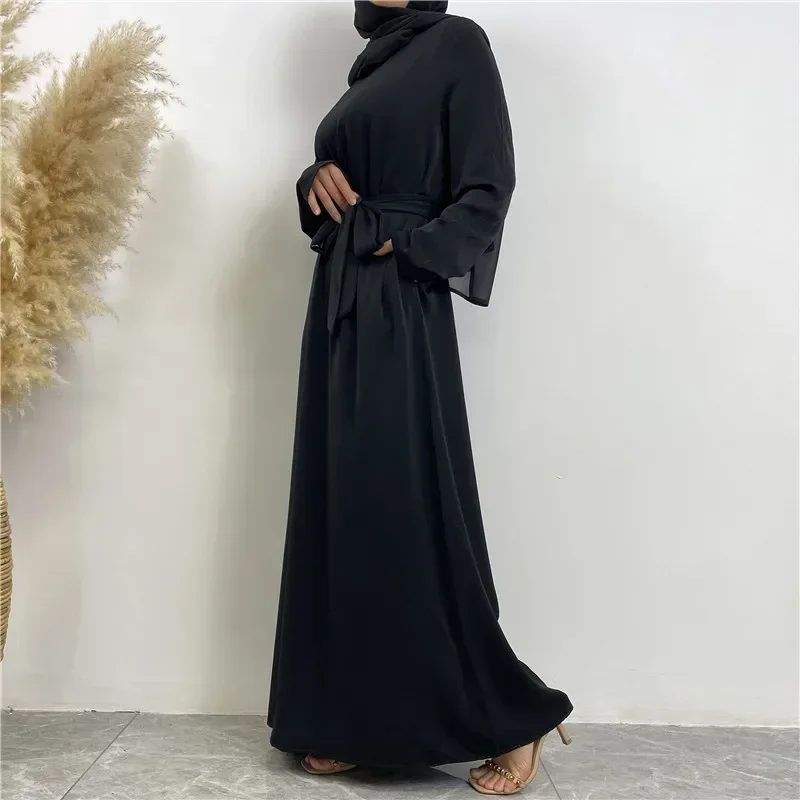 Plain Abaya Dubai Muslim Hijab Dress Basic Closed Abayas for Women with Pockets Turkey Ramadan Eid Islamic Clothing Kaftan Robe