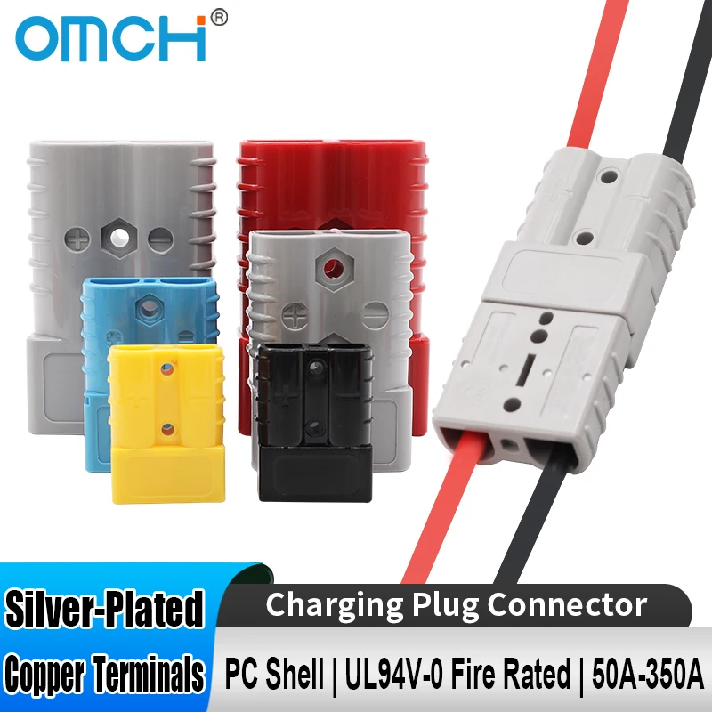 High Current Charging Plug Connector for Electric Car Battery and UPS Cable, 600V, Multiple Amp Options