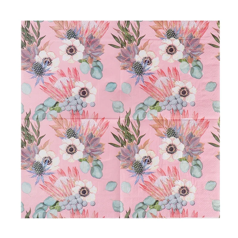 Printed Paper Napkin Square Western Food Mat Hotel Restaurant Draw Party Emperor Flower 20pcs/pac 2-Ply
