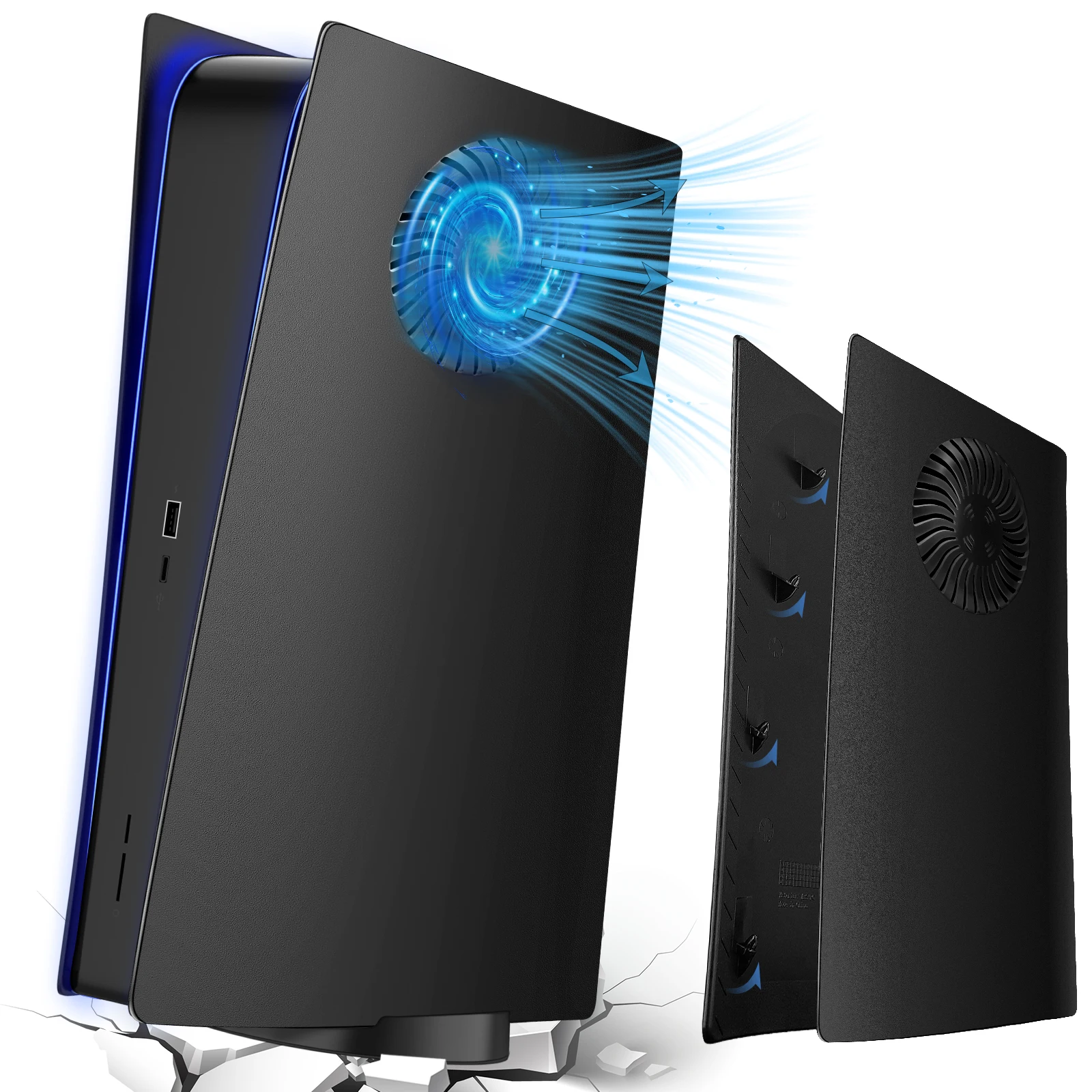 

PS5 Plate Cover Cooling for PS5 Digital Edition Upgraded Turbo Vents Faceplate Replacement Side Case ABS Shockproof