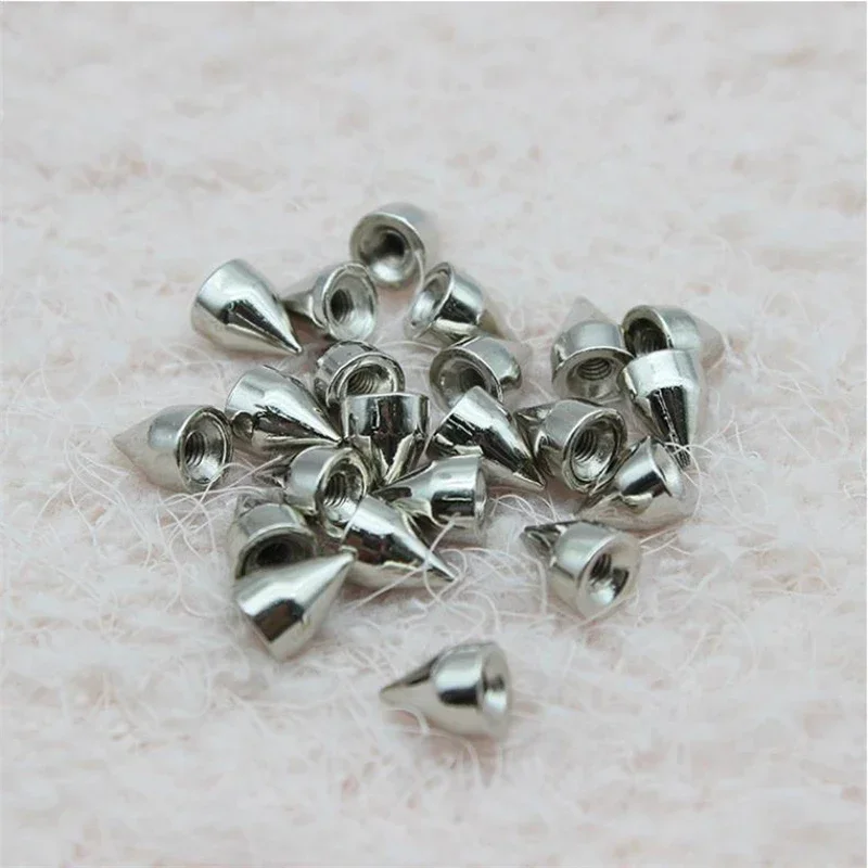 100pcs/set Silver Cone Studs And Spikes DIY Craft Garment Rivets For Clothes Bag Shoes