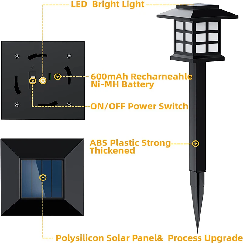 2/4/6/8/10/12Pcs Solar LED Pathway Lights Outdoor Waterproof Walkway Garden Deco