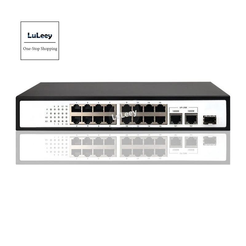 16 POE Switch Gigabit High-power POE Switch Security Monitoring 16 Gigabit Ports, 2 Gigabit On-port, 1Fiber Port tianck high pressure disposable cardiology ptca angiography 500psi 3 ports medical manifold