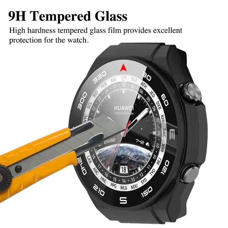 Watch Screen Protector Case Watch Accessories Watch Case Watch Protective Case Watch Cover Watch Protective Cover Glass Cover Case+Tempered Glass For Huawei Watch Ultimate Screen Protector Shell Anti-scratch Cover Bumper for Watch Ultimate Accessories