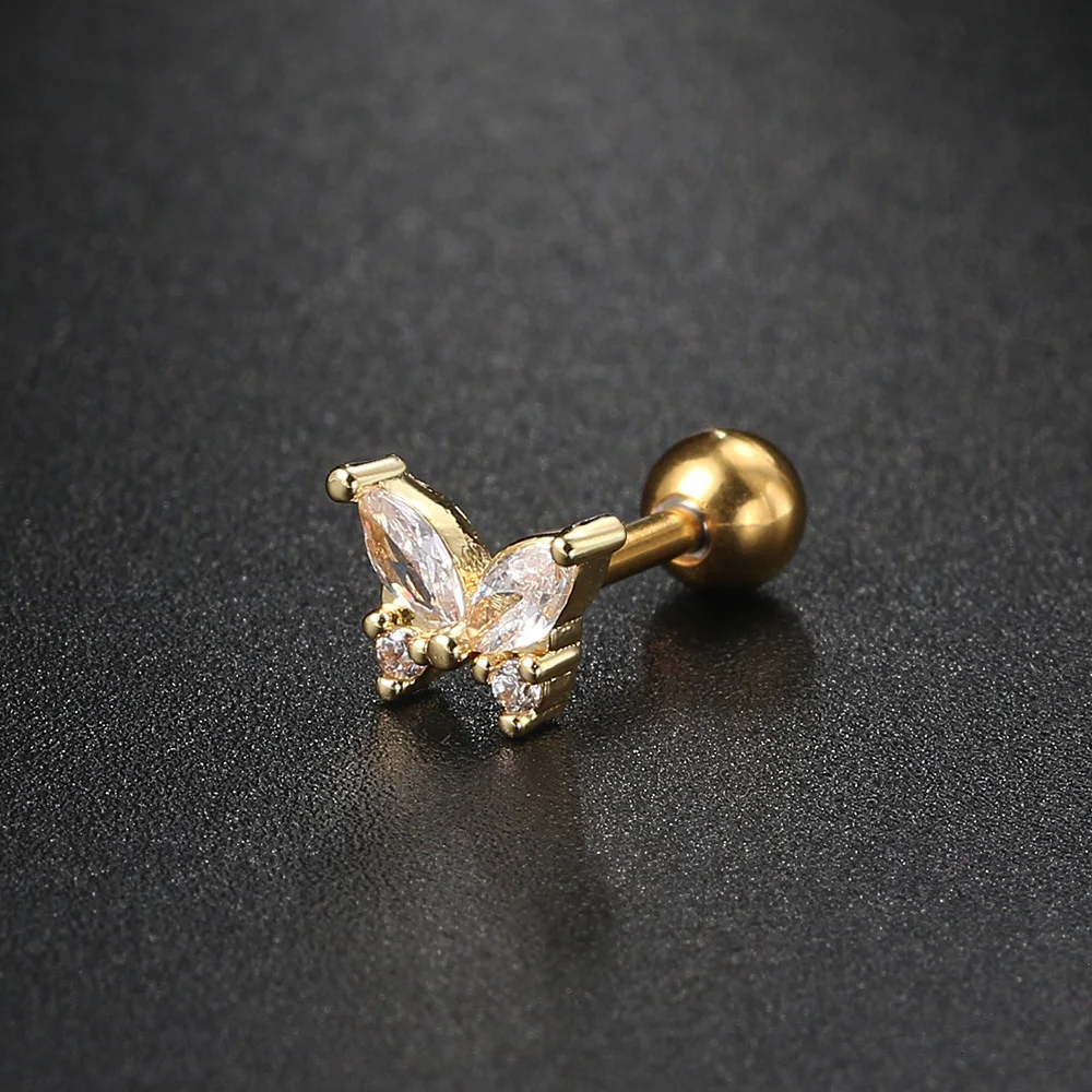 Helix Ohr gefälschte Piercing Ohrringe für Frauen zierliche Schmetterling Blume Zirkon Turm Tragus Orbital Frauen Ohrring Accessoires Schmuck – Detail 8