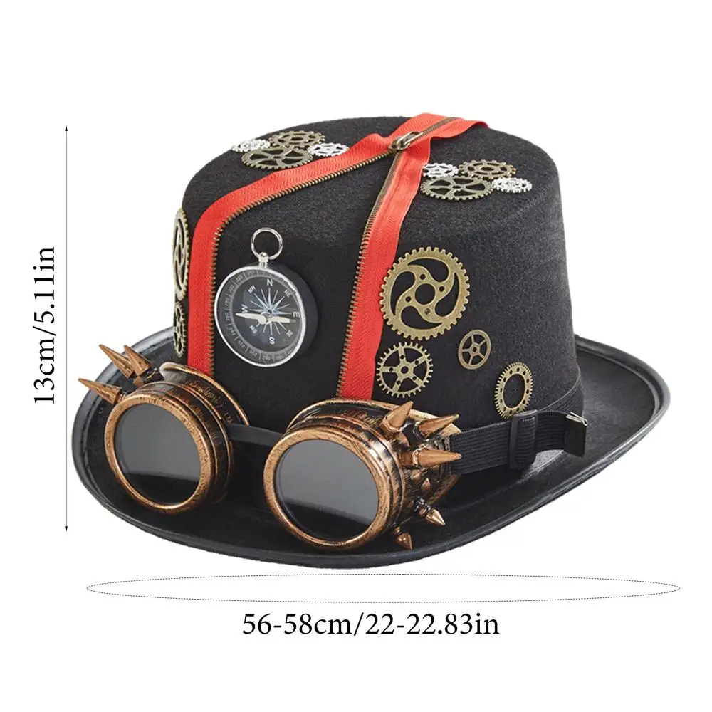 Steampunk Time Traveler Costume Hat with Removable Goggles