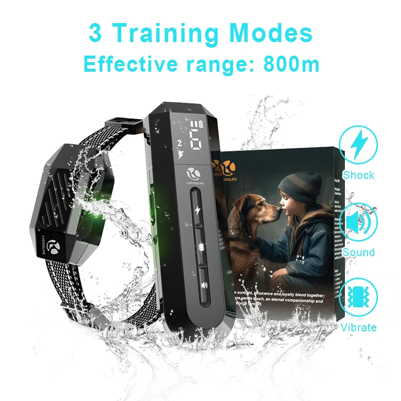 Dog Shock Collar Vibrating Electric Rechargeable Training Collar with Magnetic Remote Adjustable Waterproof E-Collar with 3Modes 1