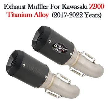 Slip On For KAWASAKI Z900 Ninja900 2017 - 2021 2022 Motorcycle Carbon Exhaust Escape GP Muffler Titanium Alloy Middle Link Pipe