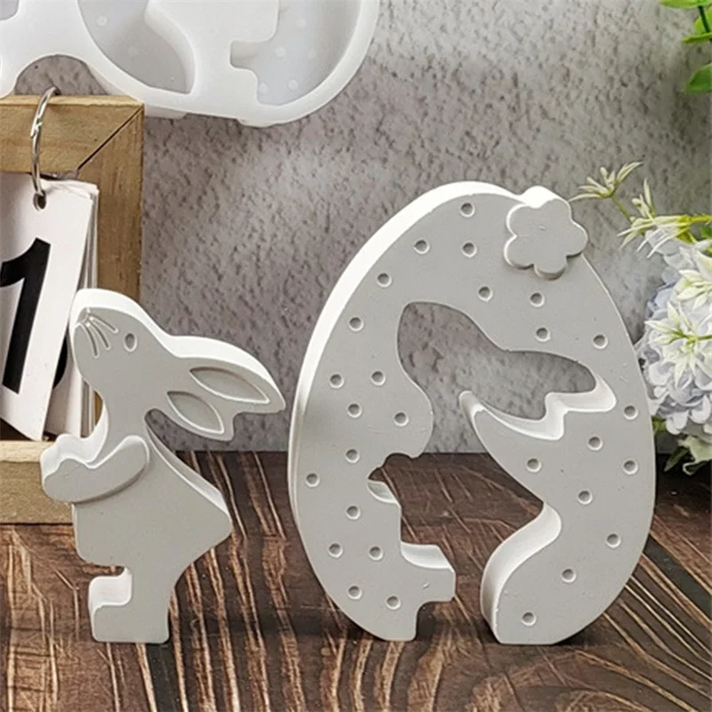 Easter Silicone Molds Safe Bunny Easter Egg Shaped Easter Molds for Cake Ice Cube Candy Jelly Chocolate Soap Cement