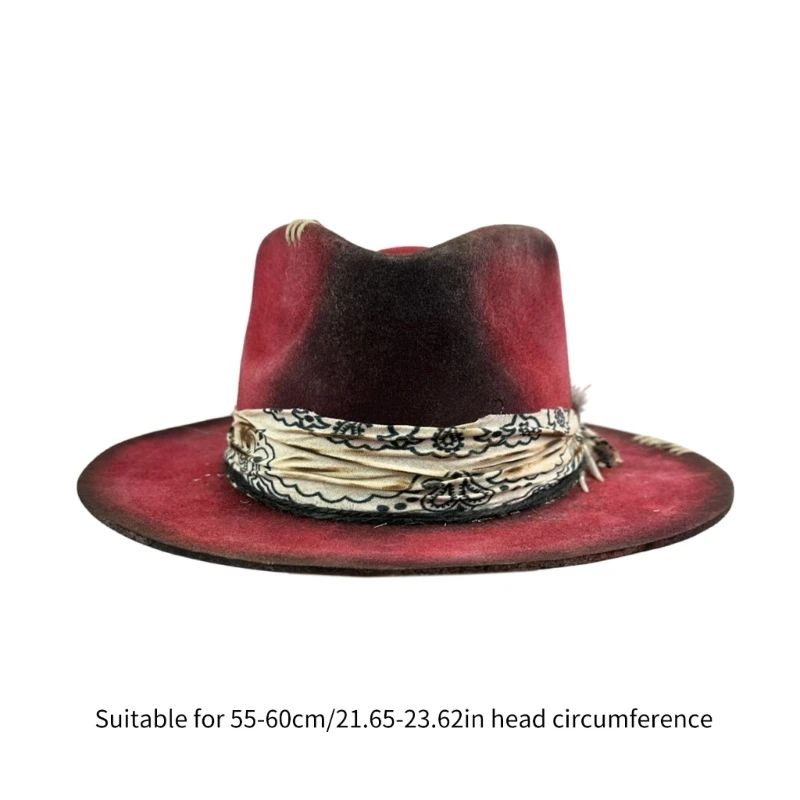 Wool Homburg Fedoras Hat Exotic Belt Distressed Victorian Age Wool