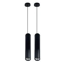 2X Black Minimalist Cafe Chandeliers Warm White LED Restaurant COB Spotlights Cylindrical Mounted Chandelier